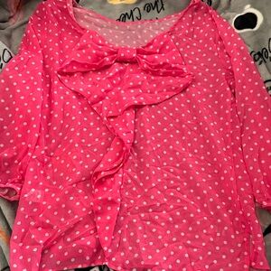 Sweet pea by New York & Company Pink Polka Dot Blouse